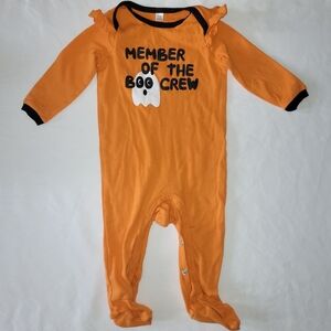 okie dokie Size 9 Month Orange Member of the Boo Crew Halloween Footed One-Piece